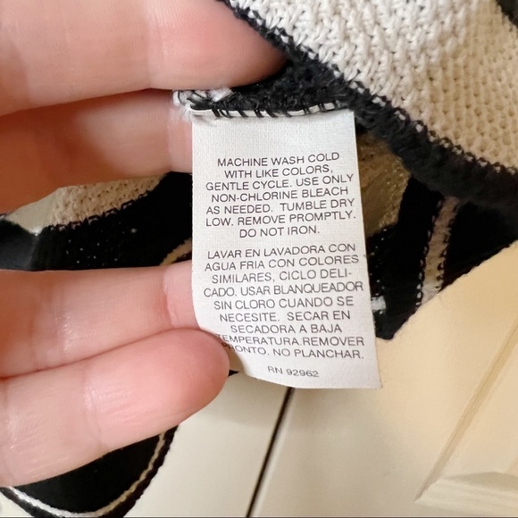 ⭐️ Basic Editions Knitted Striped Top in Ivory / Cream and Black - Picture 4 of 5